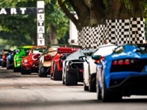 ***FREE TO USE***Supercars wait to do their run up the Hillclimb at the Goodwood Festival of Speed