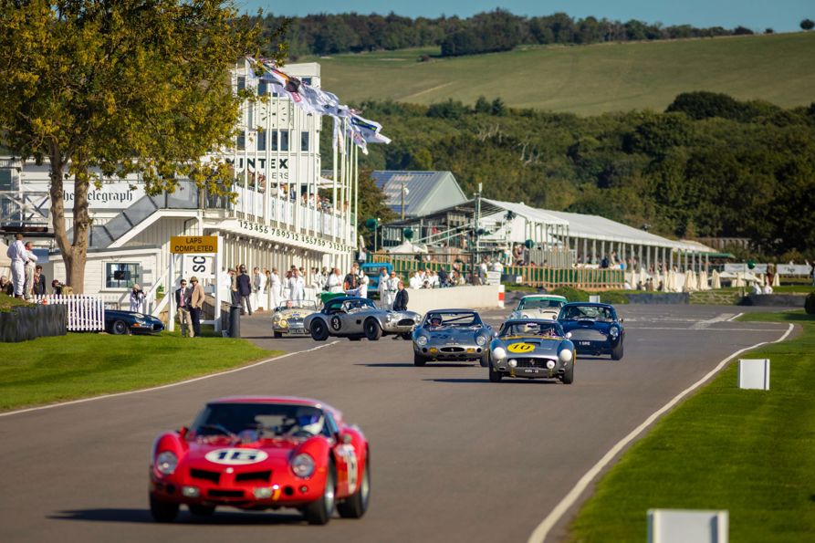 The contestants in the Kinrara Trophy head out onto the track at the 20th anniversary Goodwood Revival at Goodwood Motor Circuit near Chichester, West Sussex. .Picture date Friday 7th September, 2018..Picture by Christopher Ison. Contact +447544 044177 chris@christopherison.com