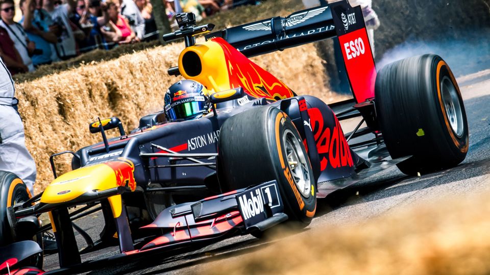 A Redbull drives on the Hillclimb during the Festival of Speed