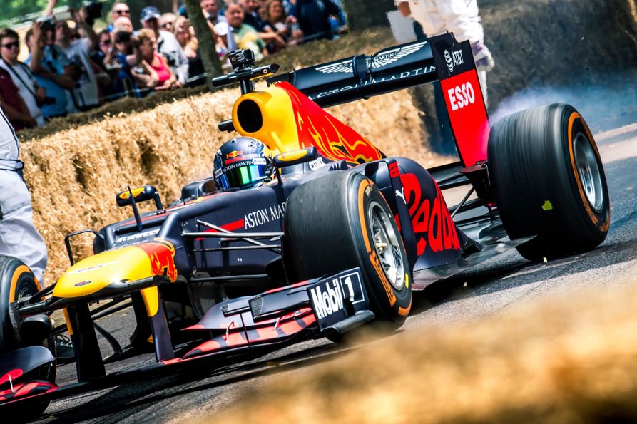 A Redbull drives on the Hillclimb during the Festival of Speed