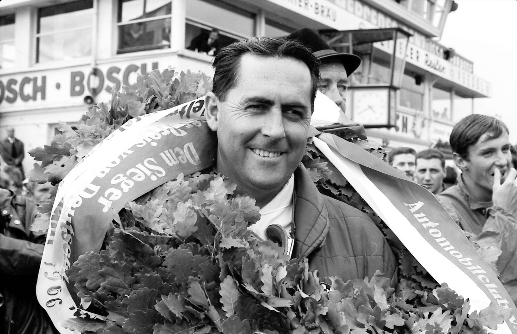 Jack Brabham after winning the 1966 German GP at the Nurburgring.