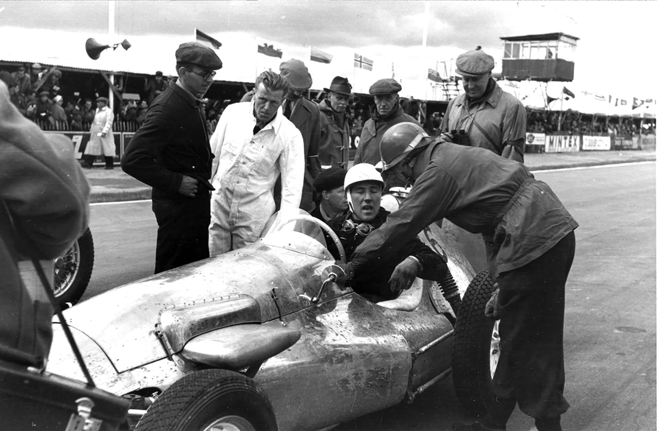 Moss on the easter Monday Goodwood 1953 startline with the hastily completed, and abortive, Cooper-Alta Special