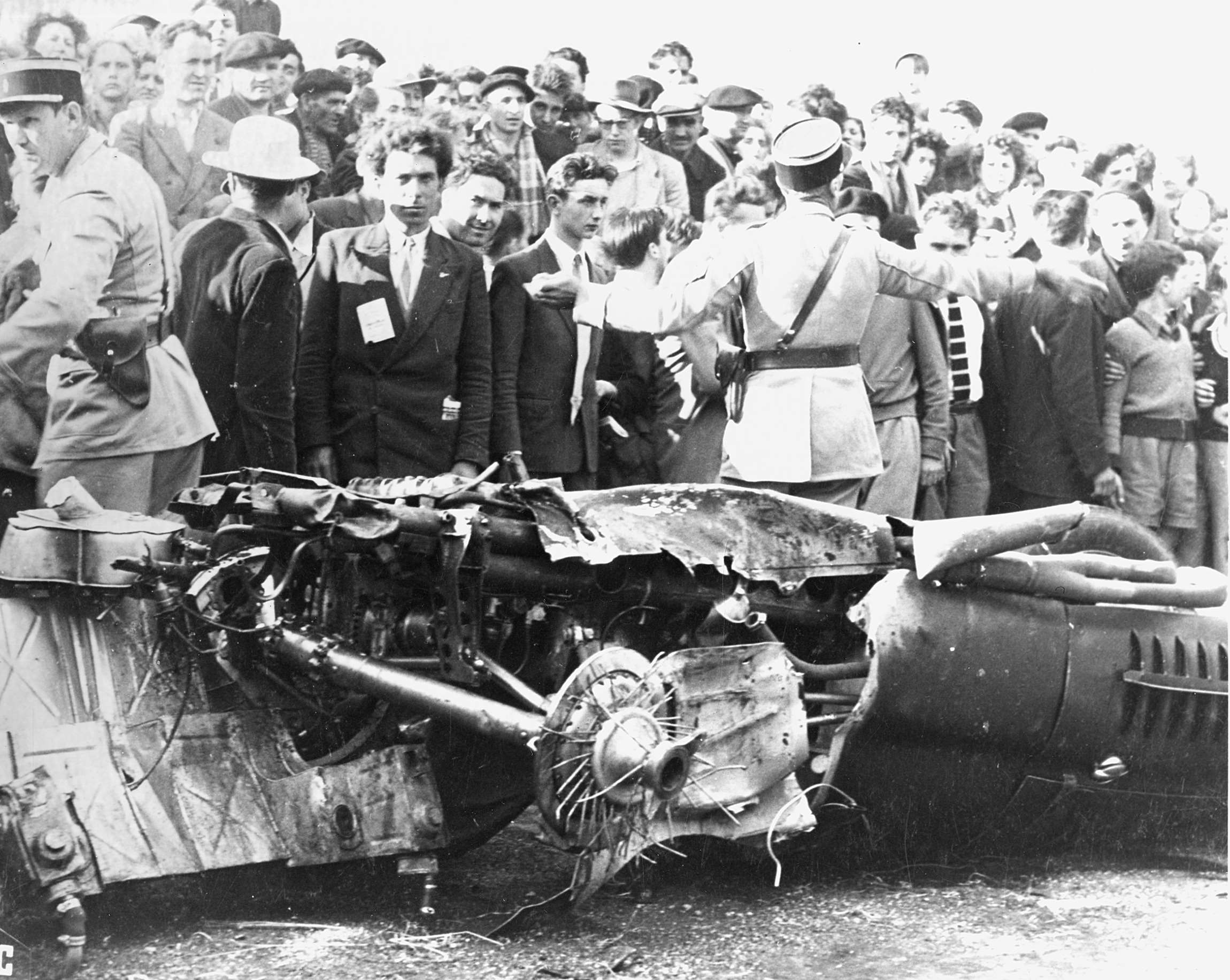 And here’s one we wrote off earlier - Ken Wharton’s V16 Mark 1 wreck at Albi, 1953 - he escaped with merely bruises and shock