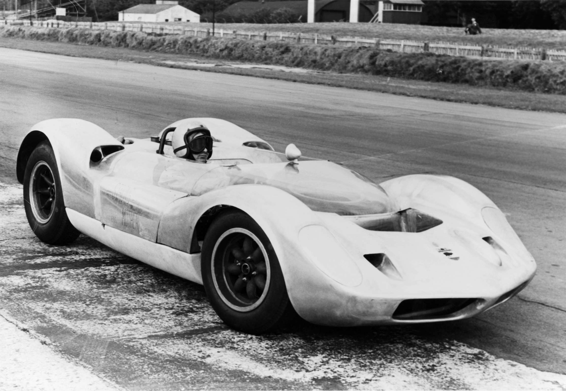 Bruce in the prototype McLaren-Oldsmobile Mark 1 ‘Strong Mother’ testing at Goodwood - 1964