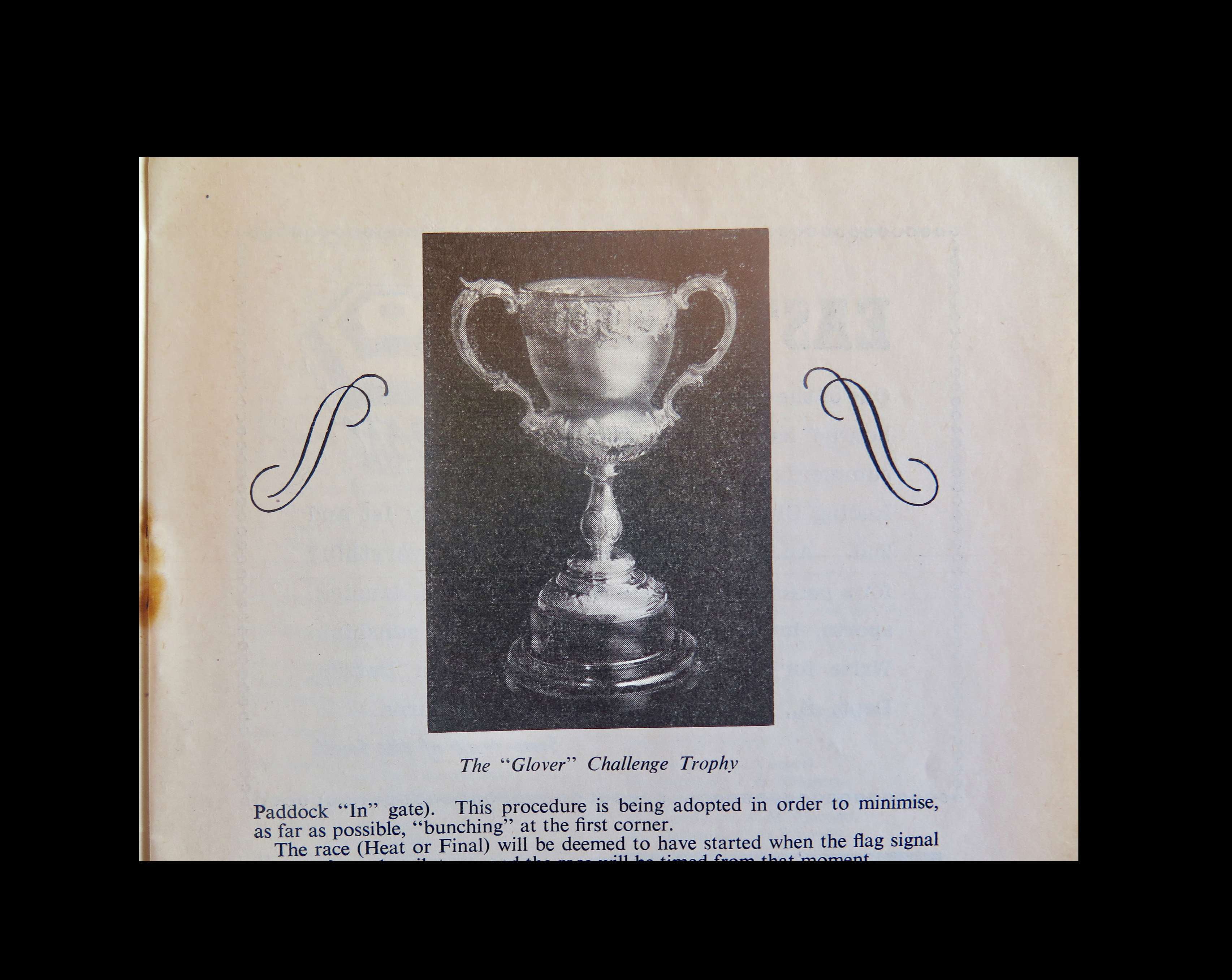 And here’s the race programme depiction of the Glover Trophy itself…