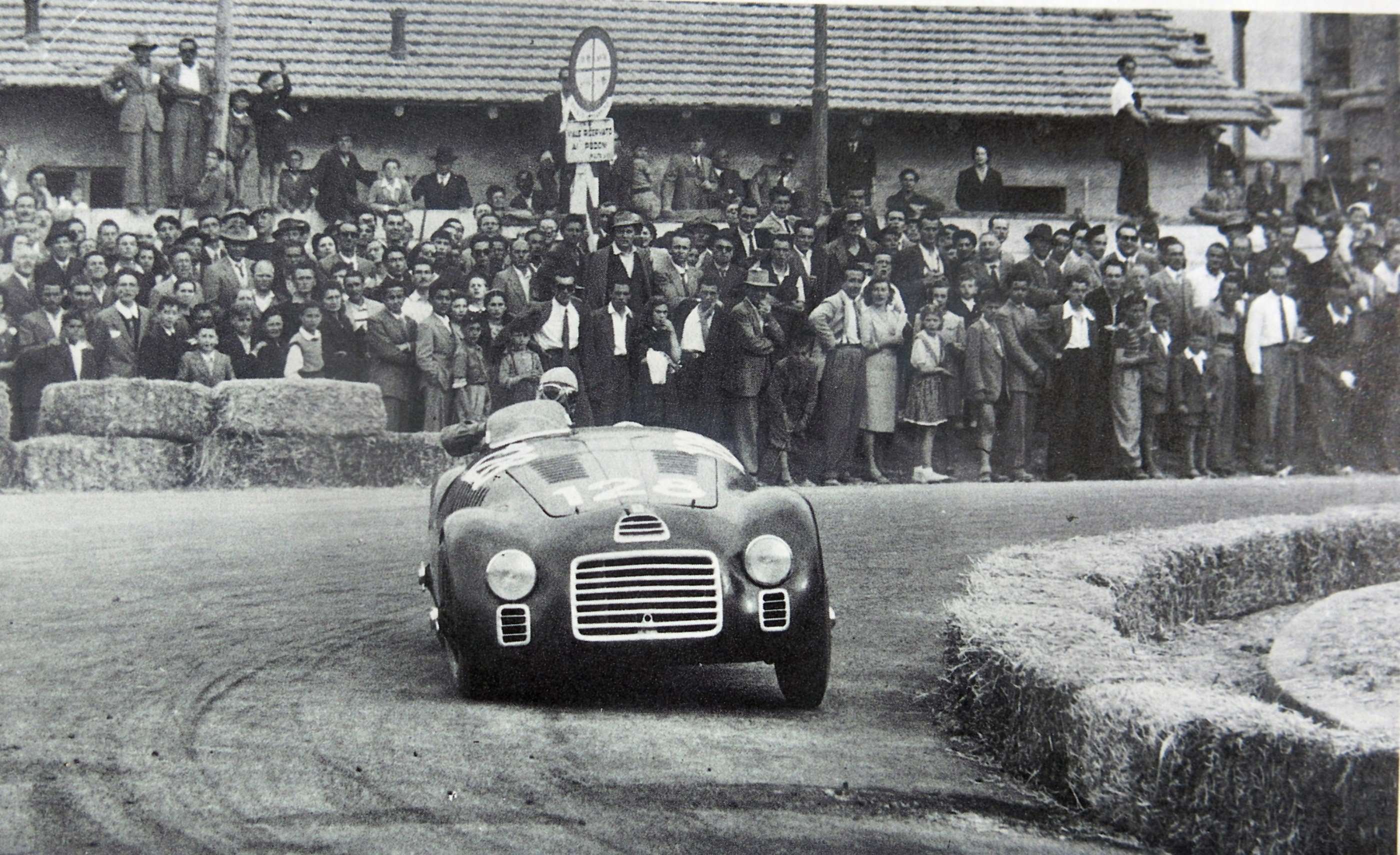 May 11th, 1947 - Piacenza, Italy - Franco Cortese in the first prototype Ferrari 125 V12 sports-racing car makes its public debut.

