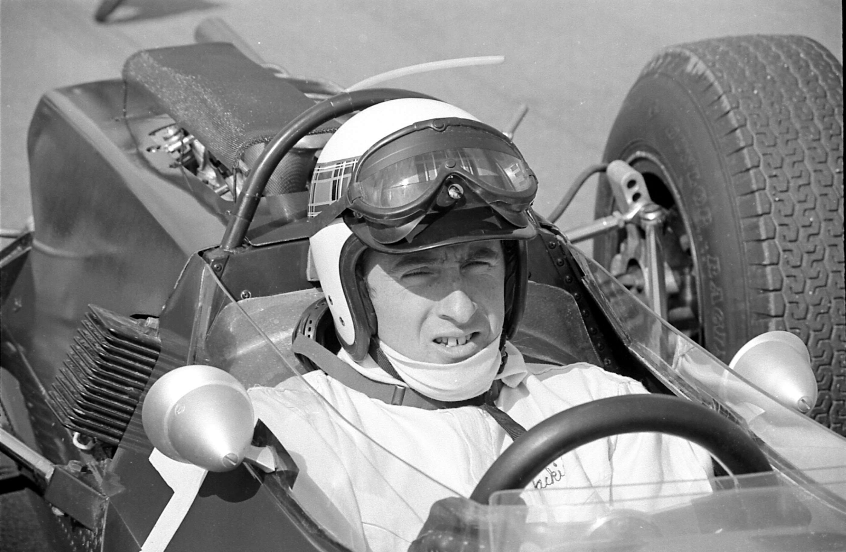 On his final appearance at Goodwood, in the 1966 Formula 2 race - even Jackie Stewart was not wearing seat belts. He later became their prime advocate - and helped save many lives.