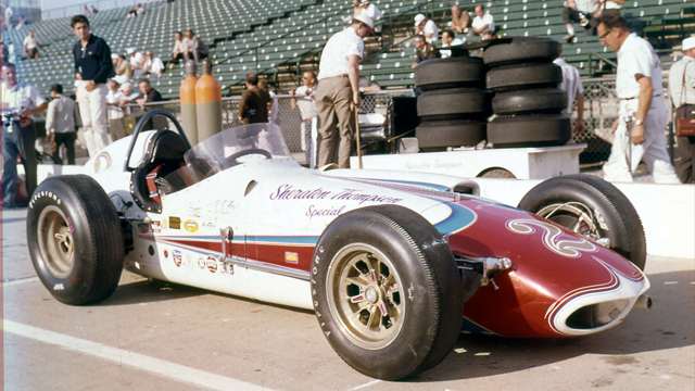 Spare front-engined Watson-Offy roadster in Foyt’s Sheraton-Thompson Special colours...