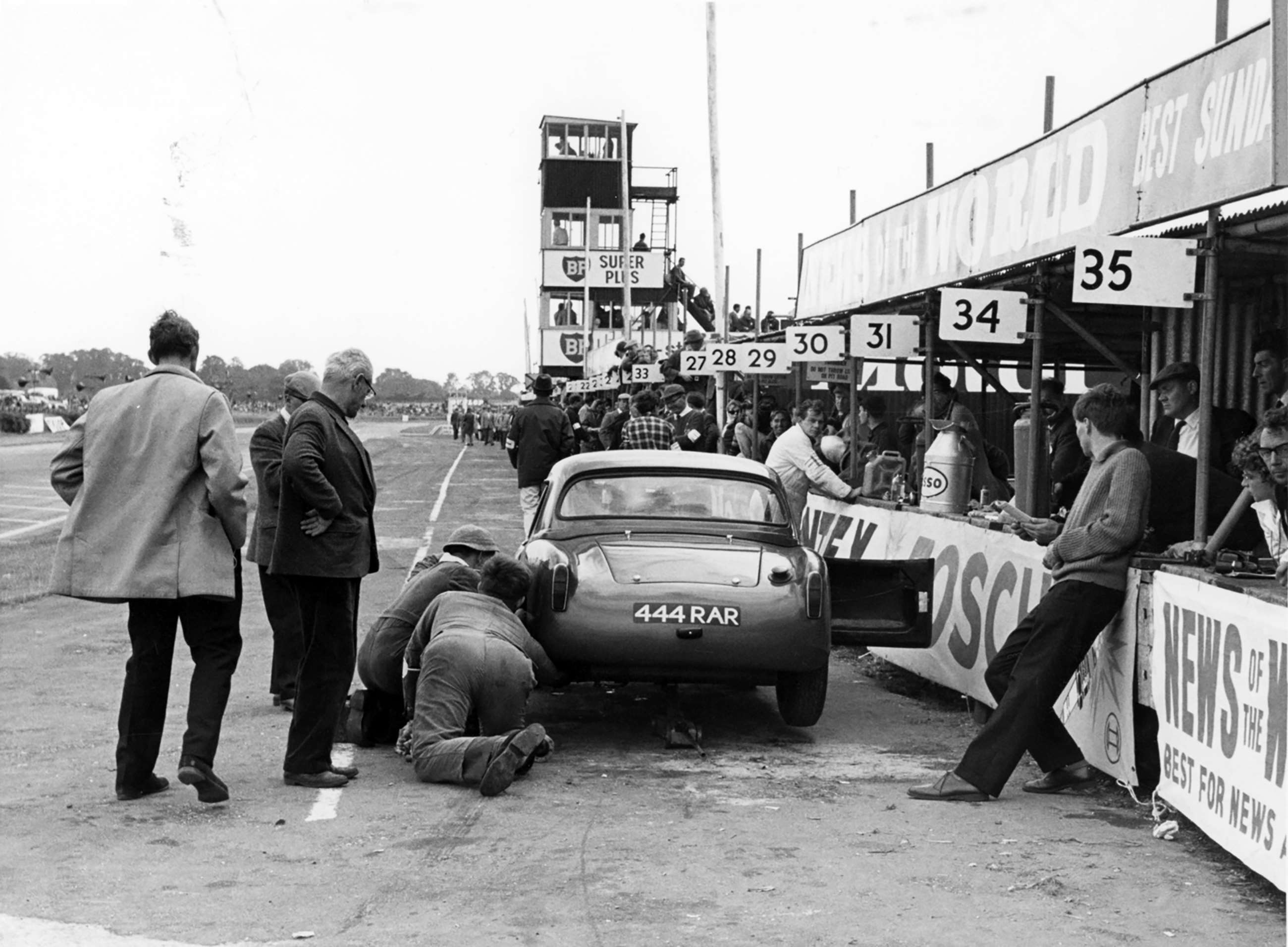 Mackenzie-Low’s Turner team sports car receiving attention in the Goodwood pits