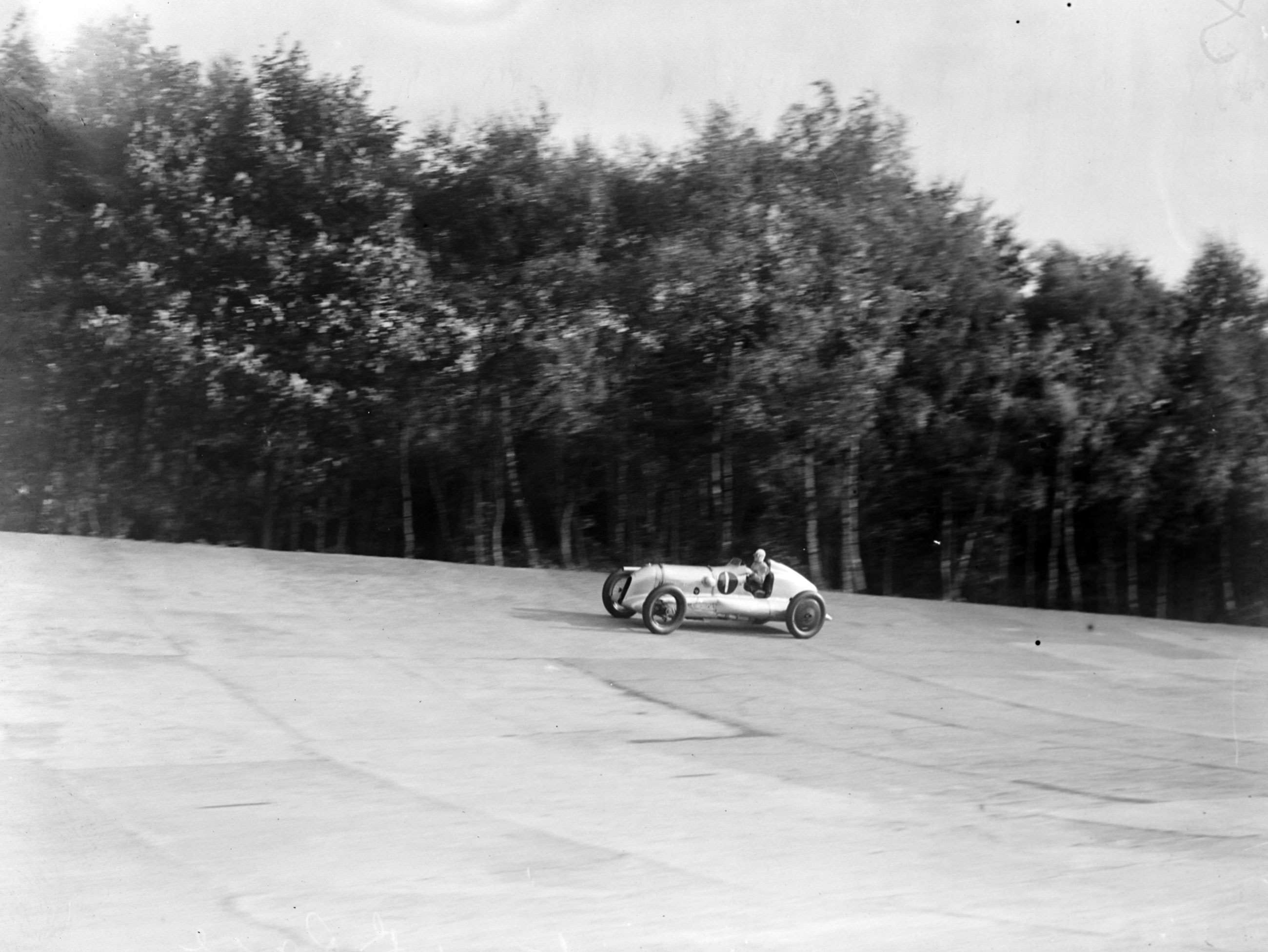 Oliver Bertram at the wheel of the Barnato-Hassan Special at Brooklands in 1937.