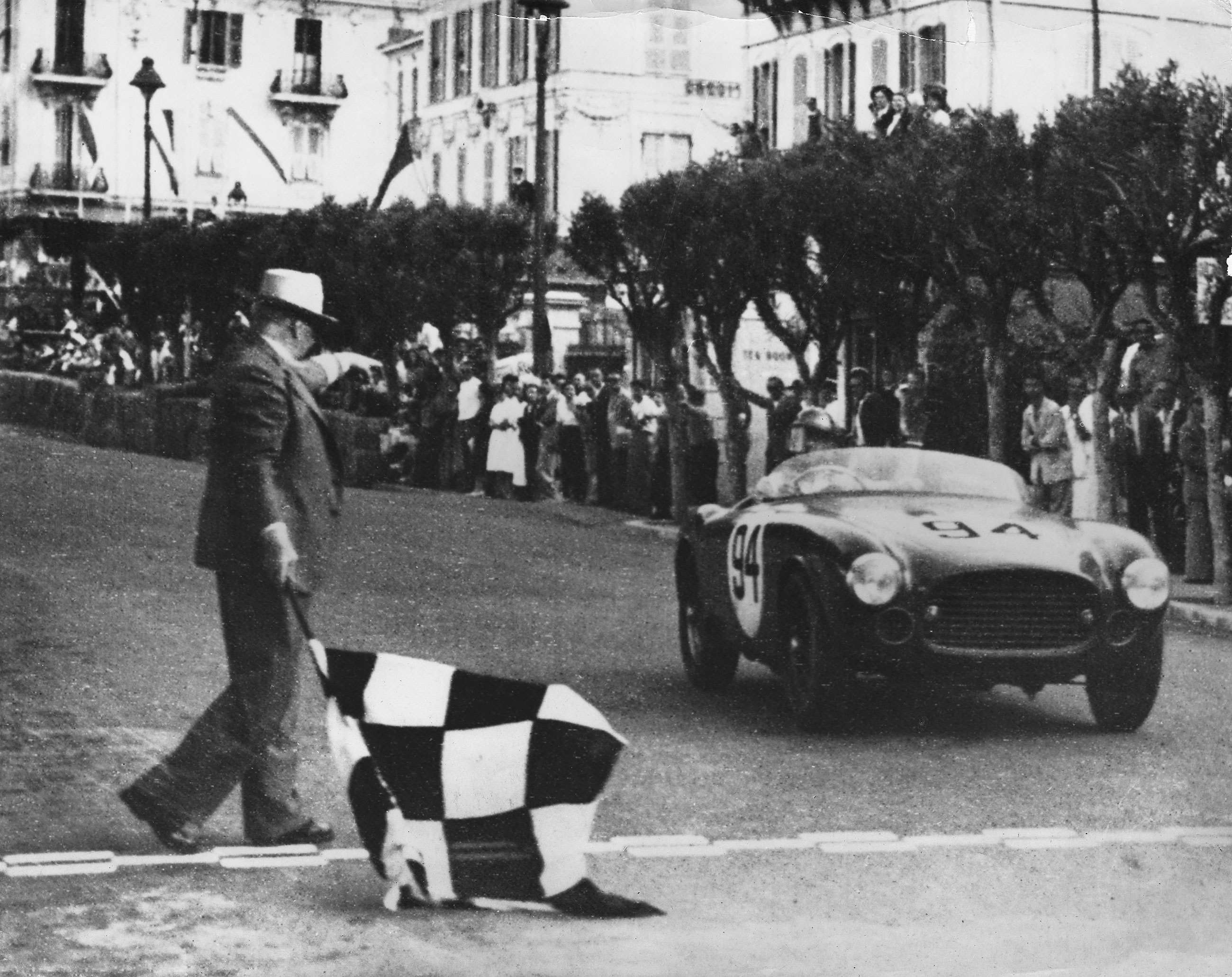 Vittorio Marzotto wins the race in his Ferrari 225 S Spyder Vignale, Monaco, 1952. 