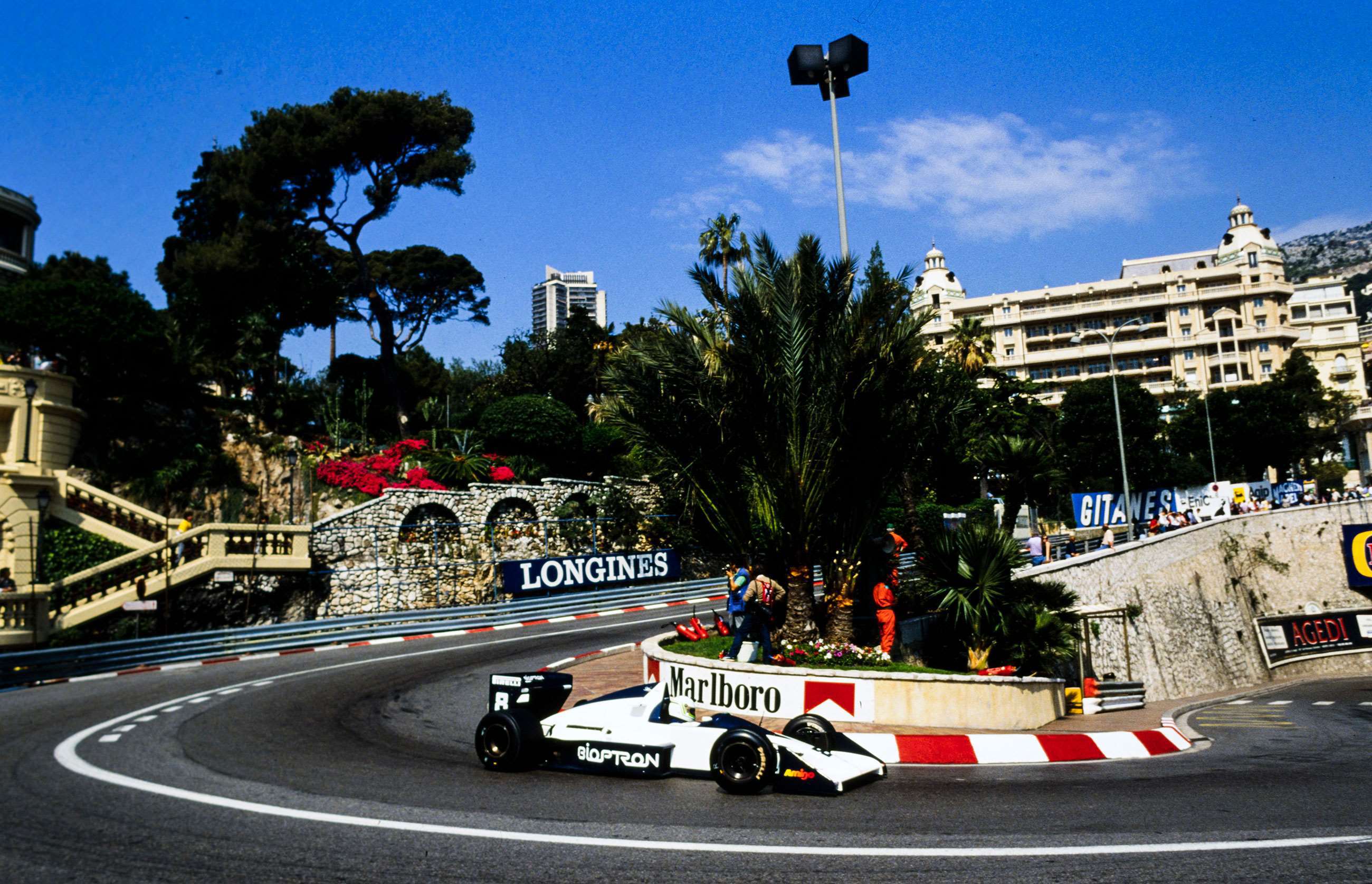 Second place at Monaco, 1989. Modena in his Brabham BT58.