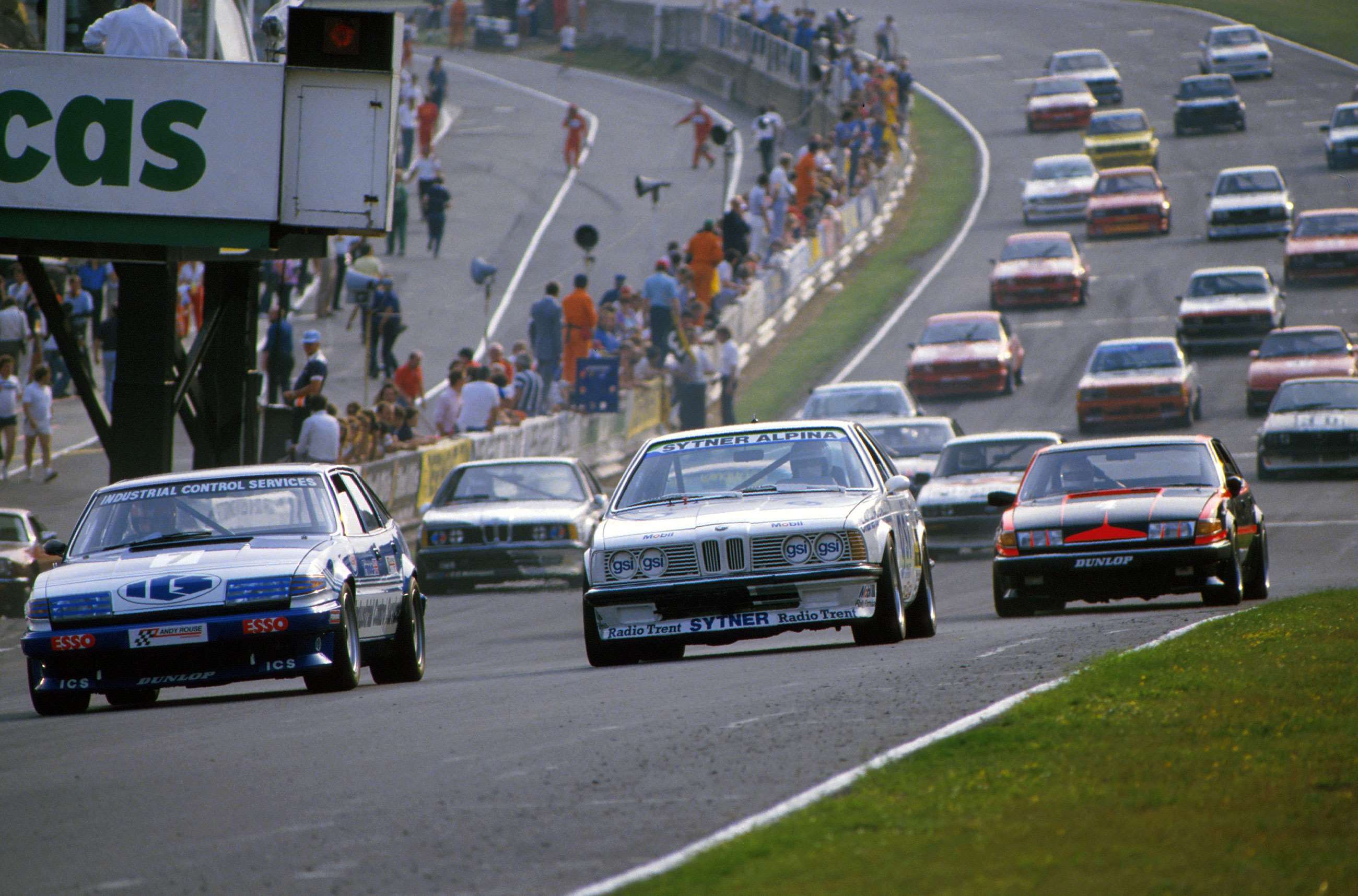 British Saloon Car Championship, Brands Hatch, 1984. Andy Rouse in his ICS Rover Vitesse leads Frank Sytner's BMW.