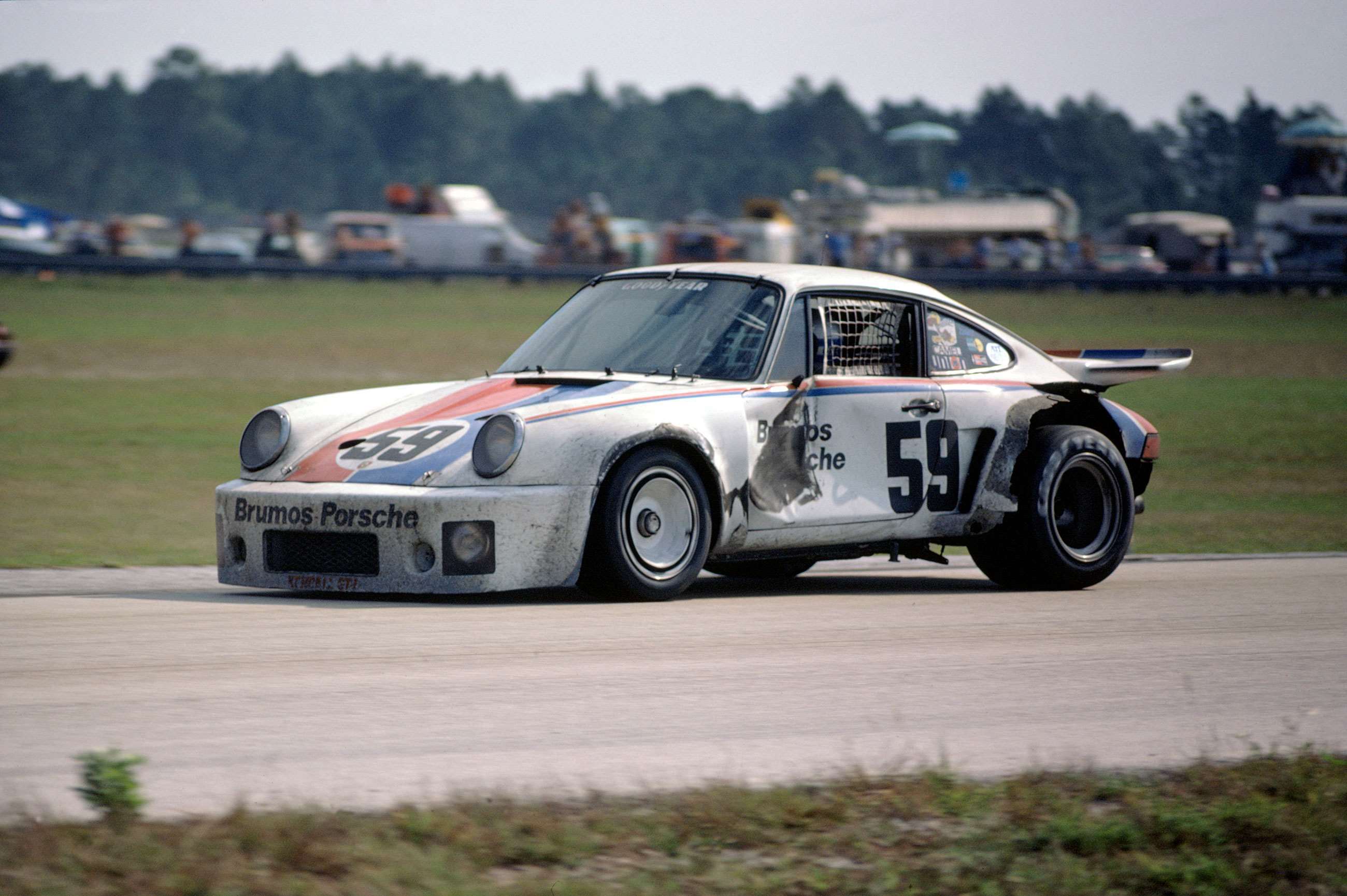 The no. 59 Porsche 911 Carrera RSR of Peter Gregg and Hurley Haywood that went on to win the 1975 24 Hours of Daytona.