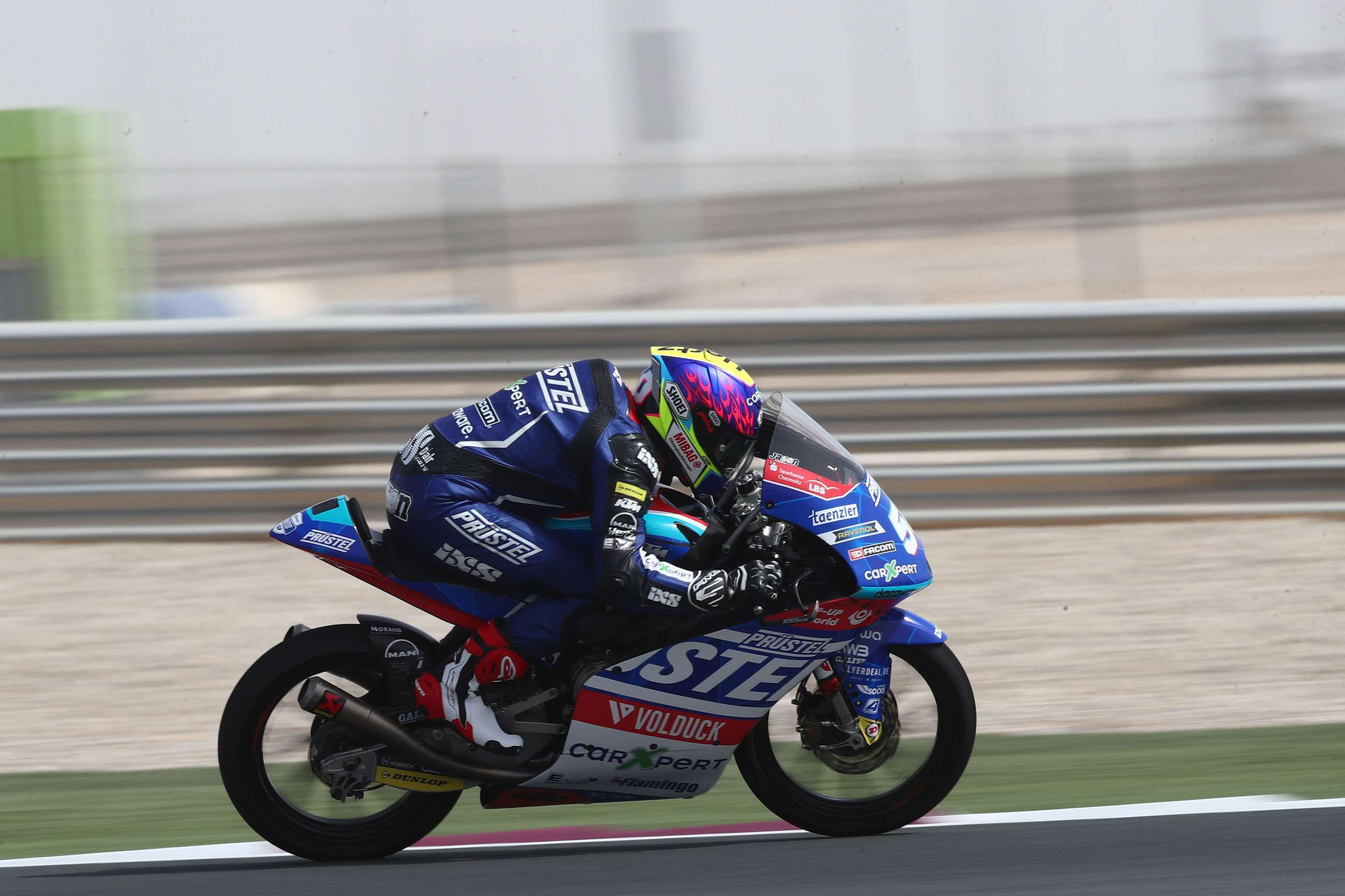 Jason Dupasquier during Moto3 testing in Qatar, March, 2021. 