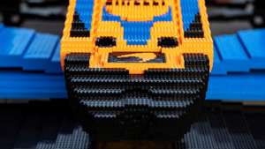 This is a full-size McLaren F1 car made of Lego