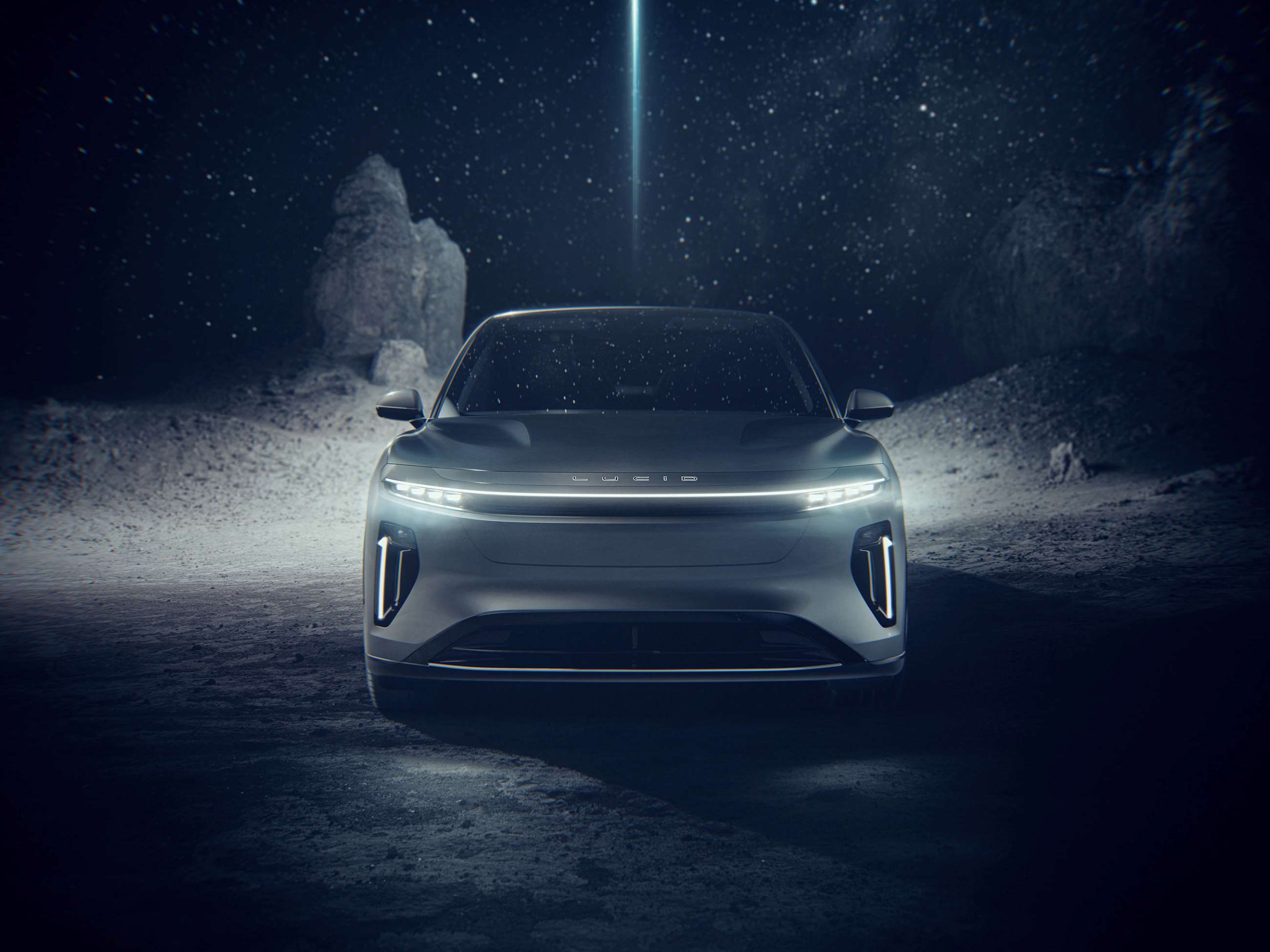 Lucid Gravity ultra luxury EV SUV teased GRR