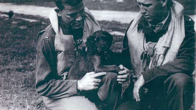 A photo taken for a US paper at Goodwood after the Dieppe Raid in 1942 showing Harry and Red.