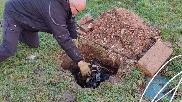 Scott is the man for irrigation and here he is investigating a leak identified in the summer.