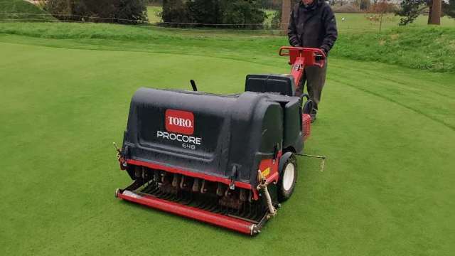 10mm tine aerating to the depth of 75mm
