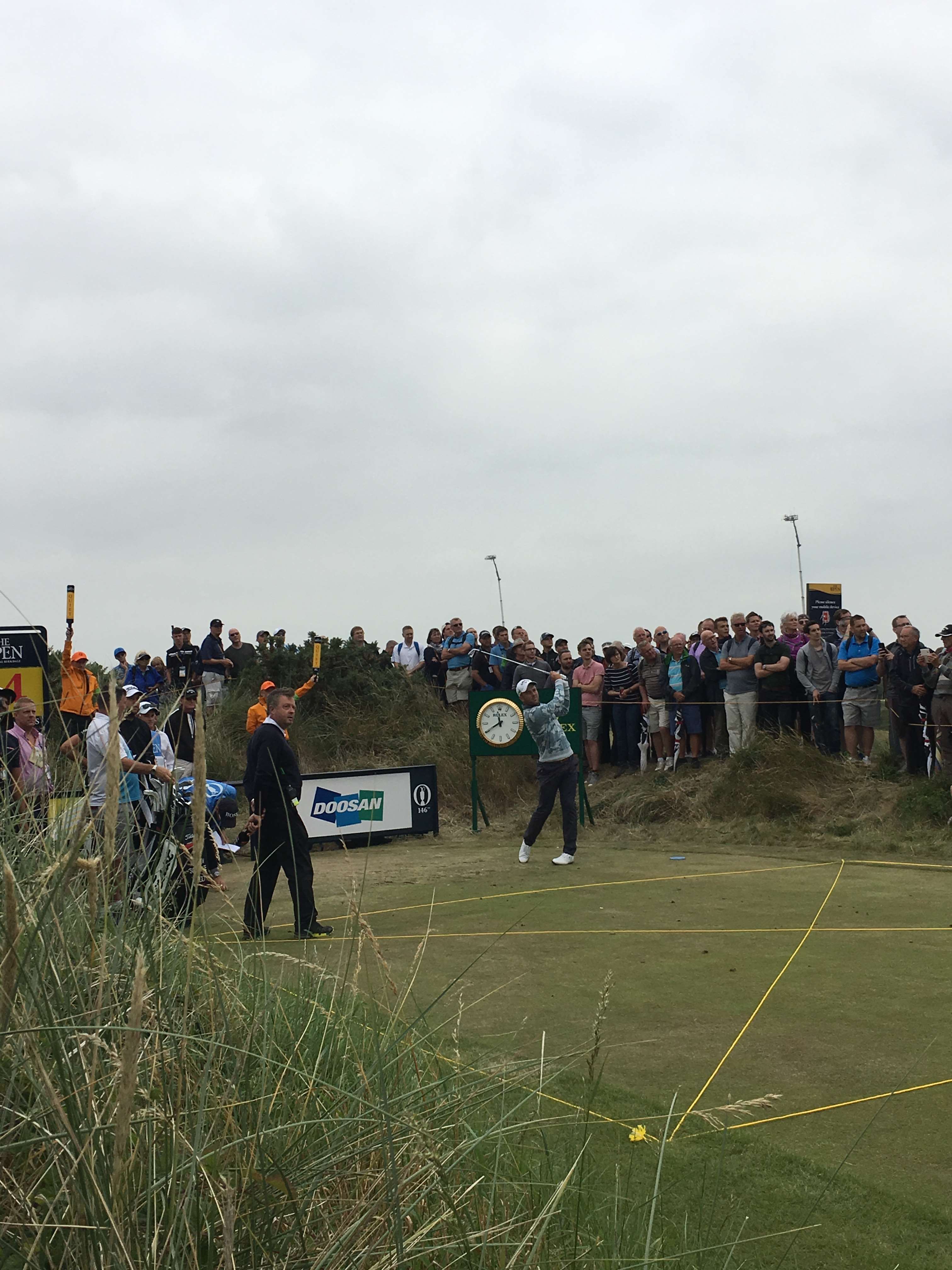 Toby Tree in his final practice round with current Open champion Henrik Stenson.