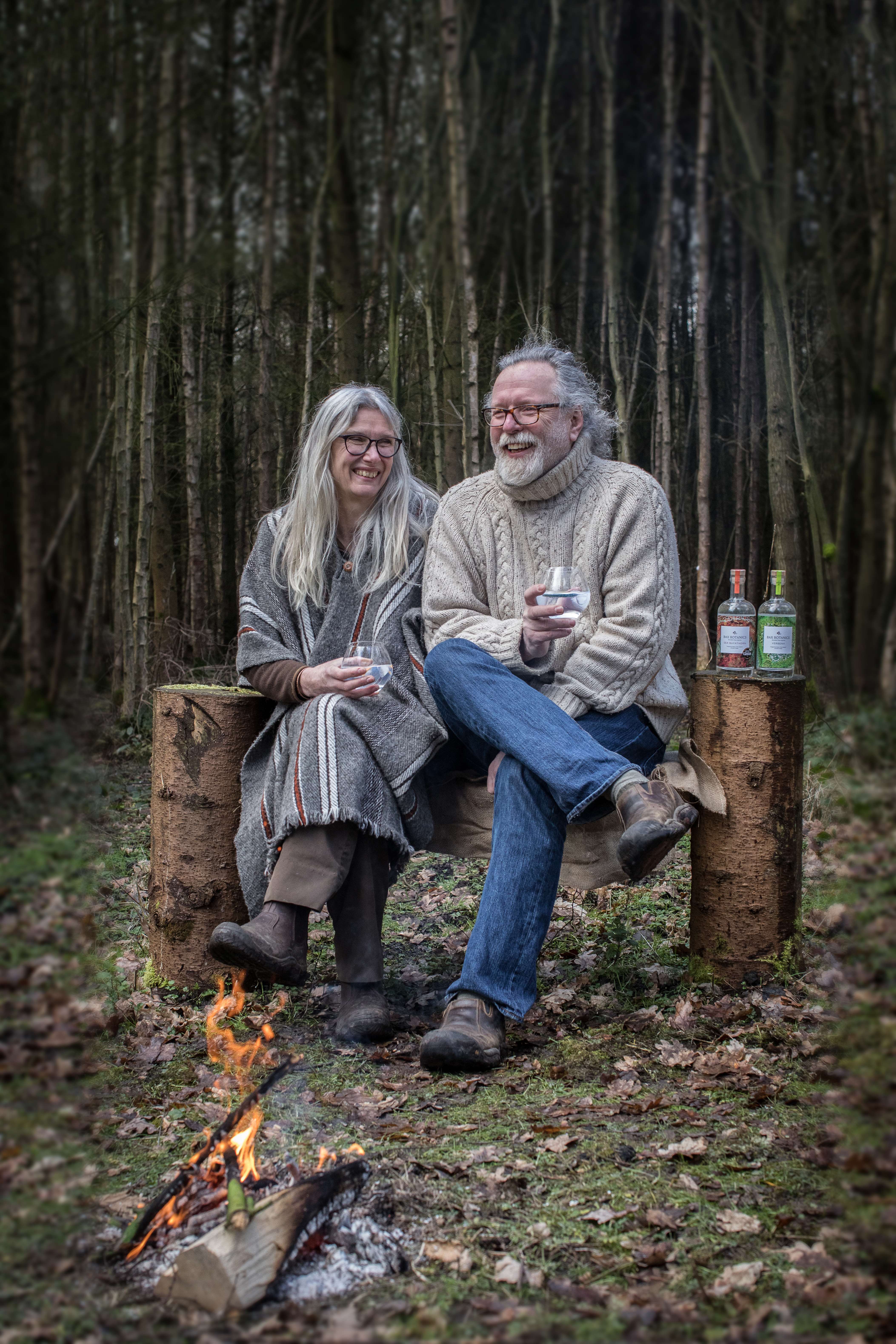 Rose and Chris enjoy a glass of their home-grown cordial