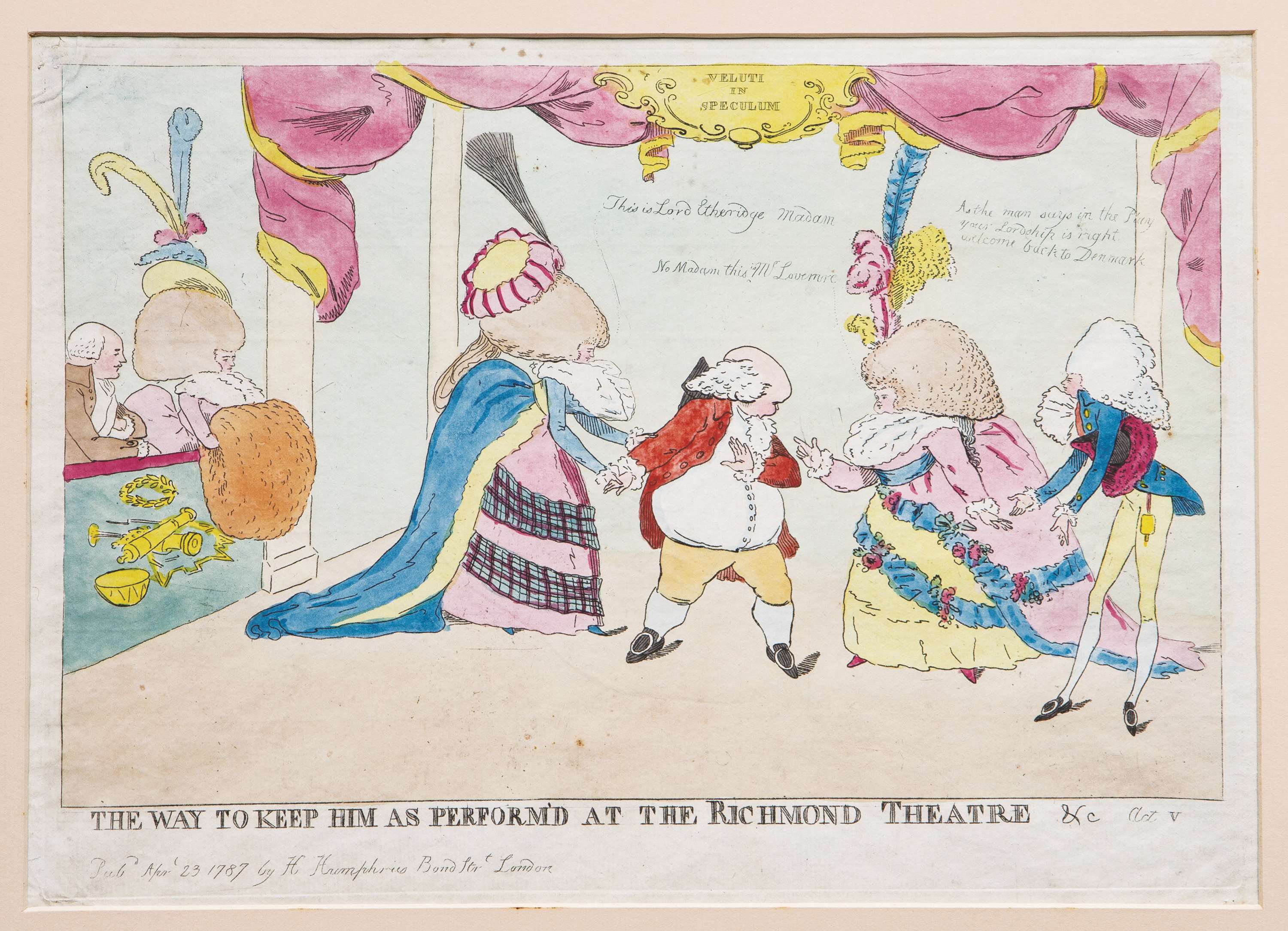 A recent acquisition for the Goodwood Collection – a 1787 cartoon depicting the 3rd Duke and his wife (in the box) at the theatre he had built at his London house, where amateur theatricals were performed to great acclaim